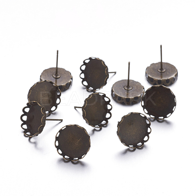 Brass Stud Earring Settings X-KK-I003-AB-NF-1