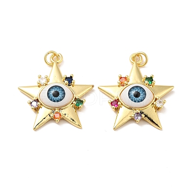 Brass Micro Pave Colorful Cubic Zirconia Pendants ZIRC-E006-05G-03-1