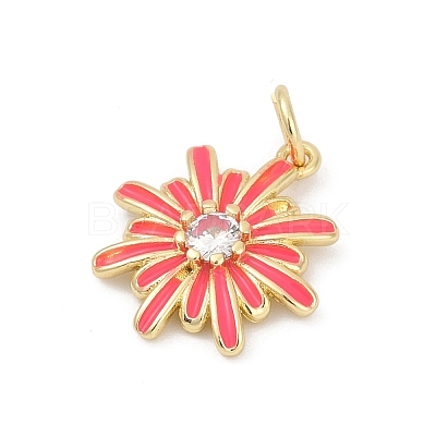Brass Pave Cubic Zirconia with Enamel Pendants KK-U062-38G-01-1