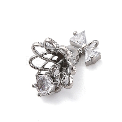 Rack Plating Brass with Cubic Zirconia Pendants KK-Q010-08P-1