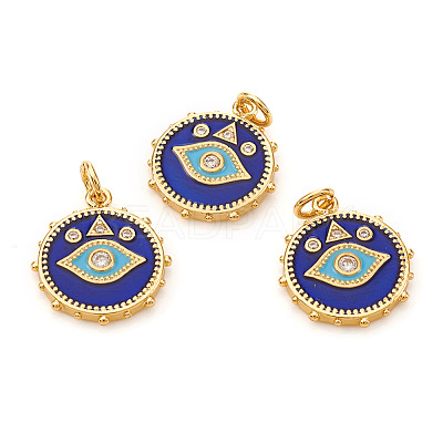 Brass Micro Pave Cubic Zirconia Pendants X-KK-I672-22G-1
