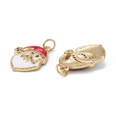 Christmas Themed Brass Micro Pave Cubic Zirconia Pendants ZIRC-L101-01G-1