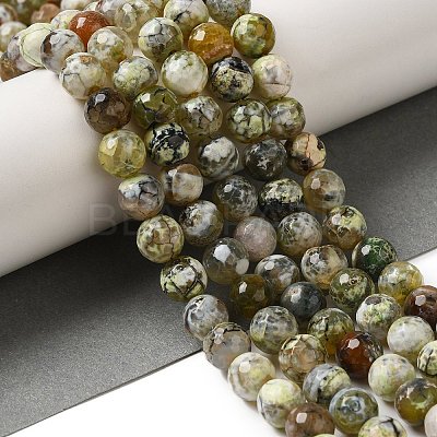 Dyed & Heated Natural Fire Crackle Agate Beads Strands G-P539-C01-03-1