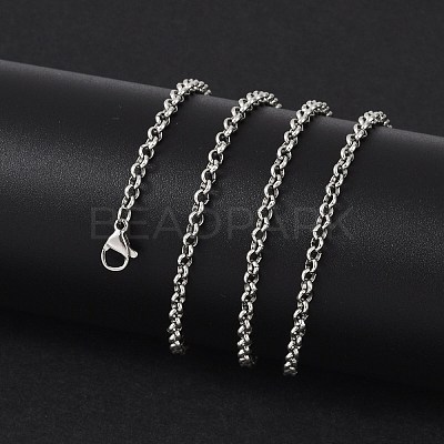 Tarnish Resistant 304 Stainless Steel Rolo Chain Necklaces NJEW-L136-07P-1