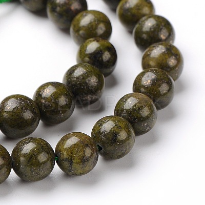 Natural Epidote Round Beads Strands G-L383-07-8mm-1