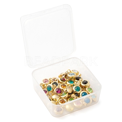 36Pcs 12 Colors 304 Stainless Steel Rhinestone Charms STAS-LS0001-29G-1