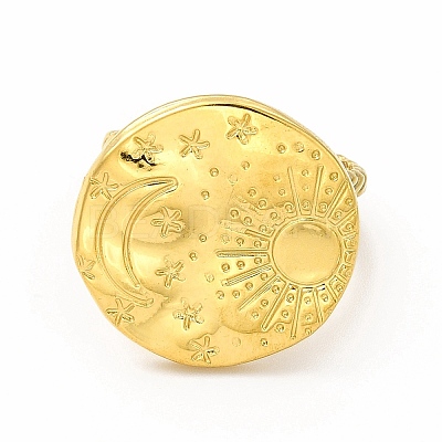 Ion Plating(IP) 304 Stainless Steel Sun & Moon Planet Open Cuff Ring for Women X-RJEW-B027-20G-1
