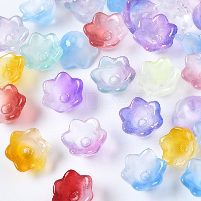 Transparent Spray Painted Glass Beads GLAA-Q089-002-1