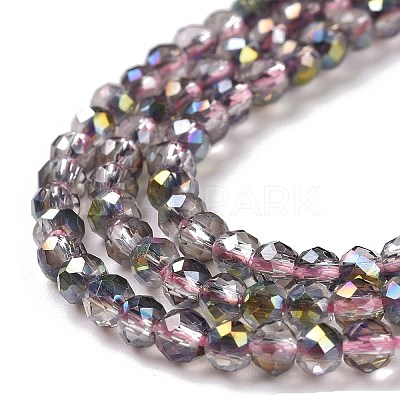Transparent Electroplate Glass Beads Strands GLAA-H021-01B-HP02-1