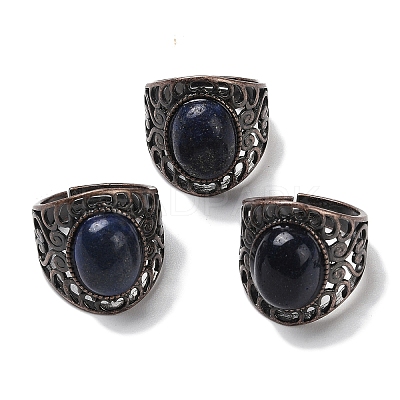 Natural Lapis Lazuli Oval Adjustable Rings RJEW-K271-06R-23-1