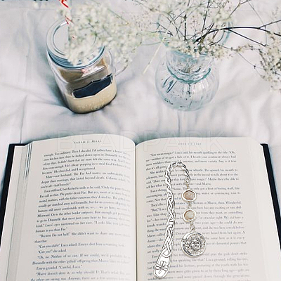 12Pcs Tibetan Style Alloy Bookmark Findings with Holes AJEW-SC0004-43-1