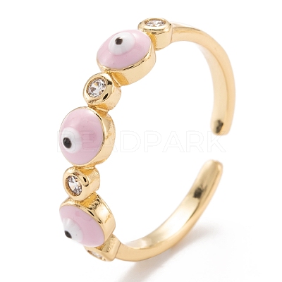 Brass Micro Pave Clear Cubic Zirconia Cuff Rings RJEW-I077-08G-1