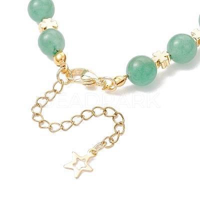 Natural Green Aventurine & Brass Beaded Bracelets for Women BJEW-JB12942-01-1