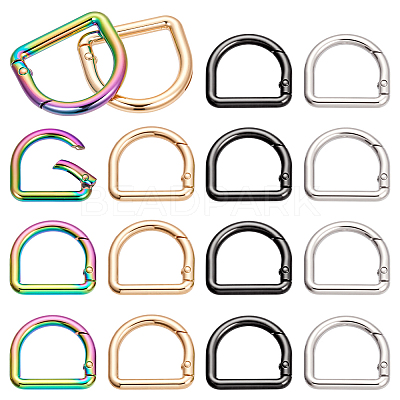 16Pcs 4 Colors Alloy Spring Gate Rings FIND-BC0014-18-1