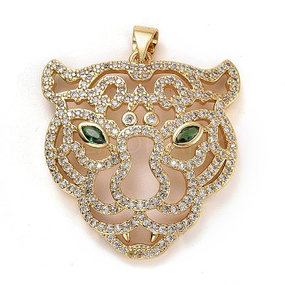 Brass Micro Pave Clear & Green Cubic Zirconia Pendants X-ZIRC-E165-12G-1