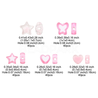 200Pcs 5 Styles Transparent Acrylic Beads TACR-FS0001-54A-1