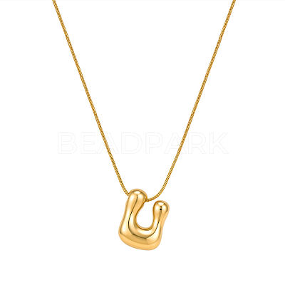 304 Stainless Steel Alphabet Pendant Necklaces for Men and Women GP1122-21-1
