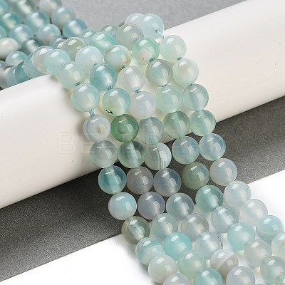 Natural Striped Agate/Banded Agate Bead Strands G-K155-A-6mm-04-1