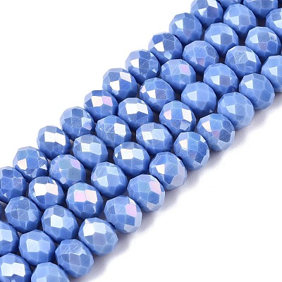 Electroplate Glass Beads Strands EGLA-A044-P8mm-B17-1