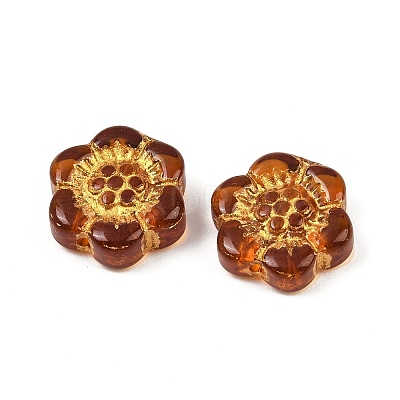Baking Paint and Golden Metal Enlaced Glass Beads X-DGLA-T004-10M-1