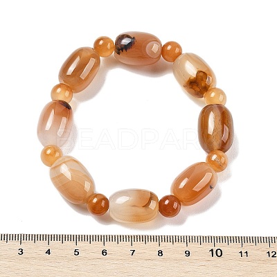 Natural Agate Bead Stretch Bracelets G-P570-01A-1