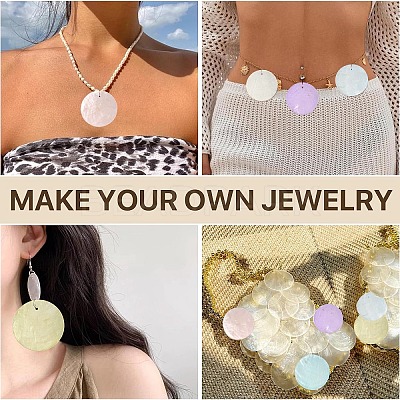 60Pcs 6 Colors Spray Painted Natural Capiz Shell Pendants BSHE-YW0001-18-1