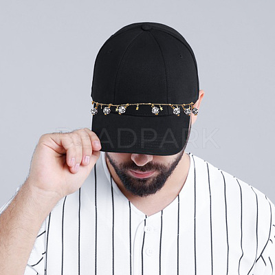 6Pcs 6 Styles Brass & Alloy Enamel Charms Baseball Cap Chain AJEW-GO00040-1