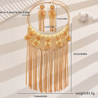 Luxurious Iron Middle Eastern Style Flower Tassels Earrings & Necklaces Sets for Women IU6817-1