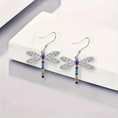 Dragonfly Alloy Rhinestone Pendant Necklaces & Dangle Earrings Sets FS-WGD83DF-01-1