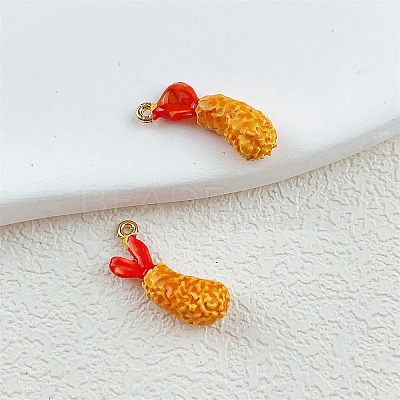 Fried Shrimp Alloy Enamel Pendants ENAM-P264-01E-G-1