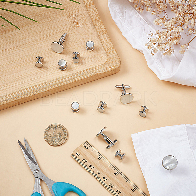 2 Styles Brass Natural Shell Cufflinks FIND-FG0004-92-1