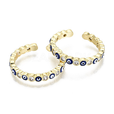 Brass Micro Pave Clear Cubic Zirconia Cuff Rings RJEW-T016-07G-NF-1