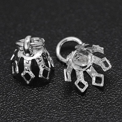 Rack Plating Brass Filigree Bead Cap Bails KK-E738-31S-1