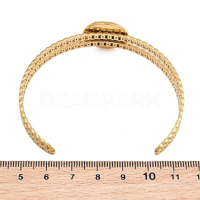 304 Stainless Steel Blank Cuff Bangle Bases with Flat Round Tray SA-CBA82C8-05B-G-1