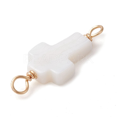 Natural Freshwater Shell Connector Charms PALLOY-JF02441-01-1
