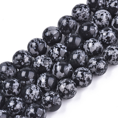 Synthetic Snowflake Obsidian Beads Strands G-T129-15-1-1