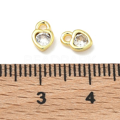 Brass Micro Pave Clear Cubic Zirconia Charms KK-G557-48G-1