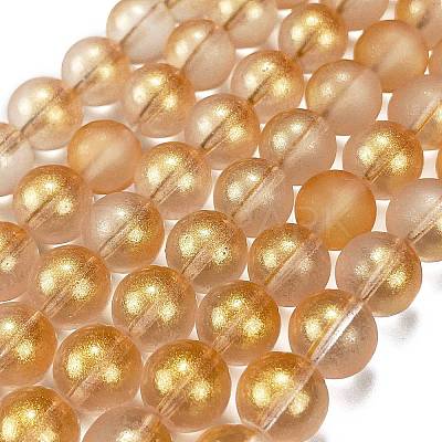 Frosted Transparent Glass Bead Strands GLAA-P065-10mm-02-1