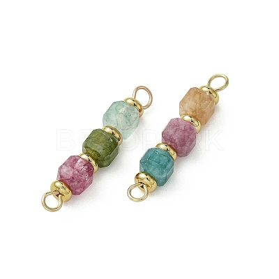 Natural Multicolor Tourmaline Faceted Cube Beaded Connector Charms PALLOY-JF05306-1
