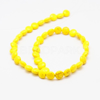 Flat Round Synthetic Turquoise Beads Strands TURQ-I022-16x6mm-10-1