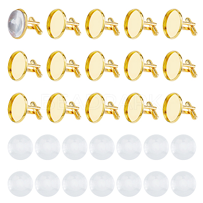 DIY Blank Dome Brass Cufflink Making Kits BUTT-DC0001-14-1