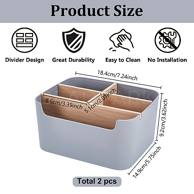Plastic Drawer Organizer Boxes with Wooden Dividers AJEW-WH0696-363-1