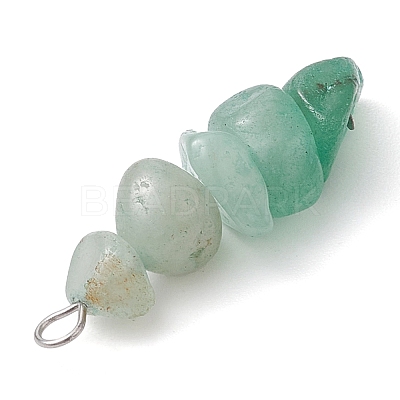 Gradient Color Natural Green Aventurine & Natural Prehnite & Natural Malachite Chip Beaded Pendants PALLOY-JF02791-05-1