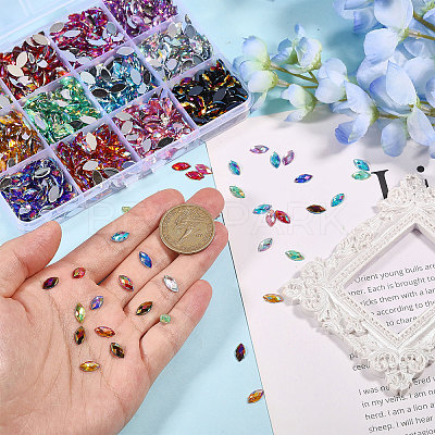 1440Pcs 12 Colors Glass Rhinestone Cabochons RGLA-CA0001-13-1