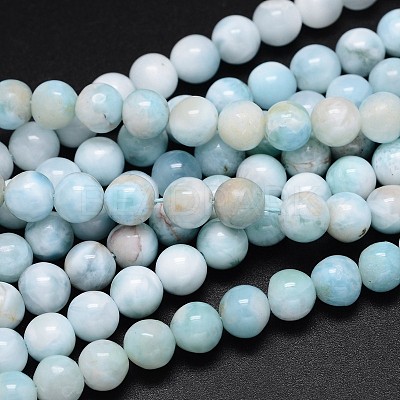 Natural Larimar Round Beads Strands G-O087-10-10mm-1