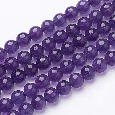 Natural Grade AB+ Amethyst Bead Strands X-GSR8mmC062-A-1
