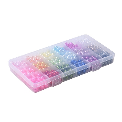 540Pcs 18 Style Spray Painted ABS Plastic Imitation Pearl Beads OACR-YW0001-35B-1