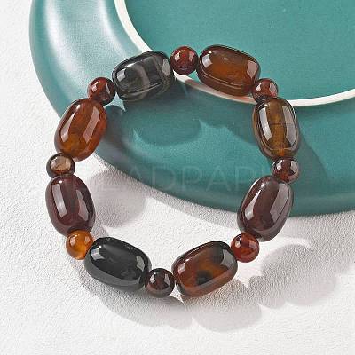 Natural Agate BeadStretch Bracelets G-P570-01L-1