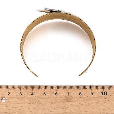 Textured 304 Stainless Steel Cuff Bangles for Women BJEW-C158-01B-GP-1