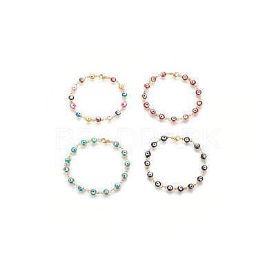 304 Stainless Steel Enamel Link Bracelets BJEW-A111-AM-1